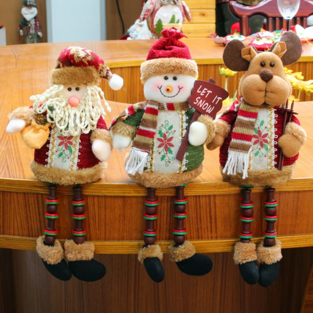 Christmas Santa Snowman Elk Doll Christmas Decoration Long Leg Plush Dolls Table Decoration For Home Party Ornaments Xmas Gifts