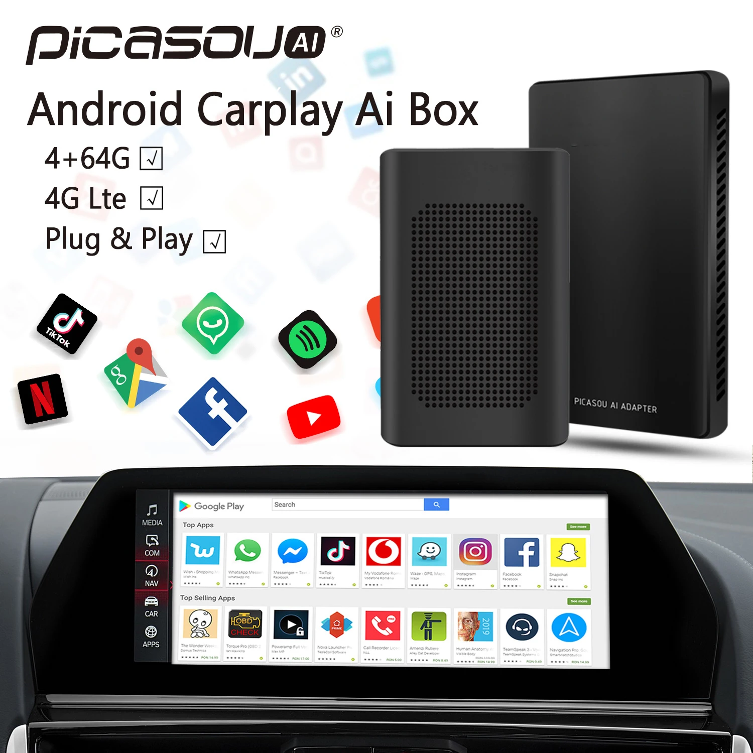 Автомобильная магнитола Carplay 4 + 64 ГБ Android Box с ии IOS CarPlay мультимедийные видеоплееры