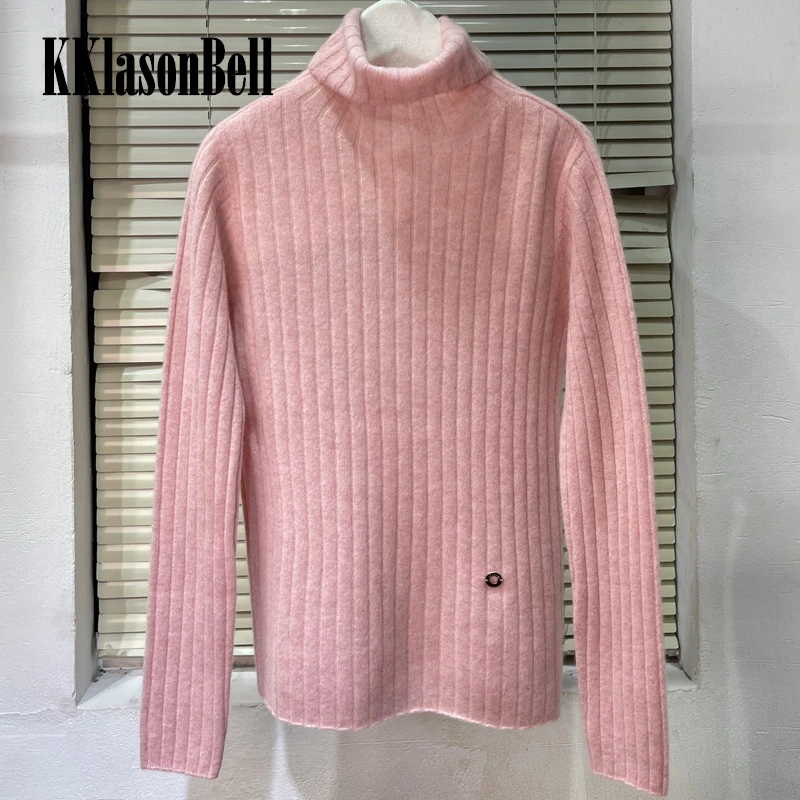

11.23 KKlasonBell Cashmere Turtleneck Sweater Solid Color Soft Knitted Classic Temperament Pullover Knitwear Women