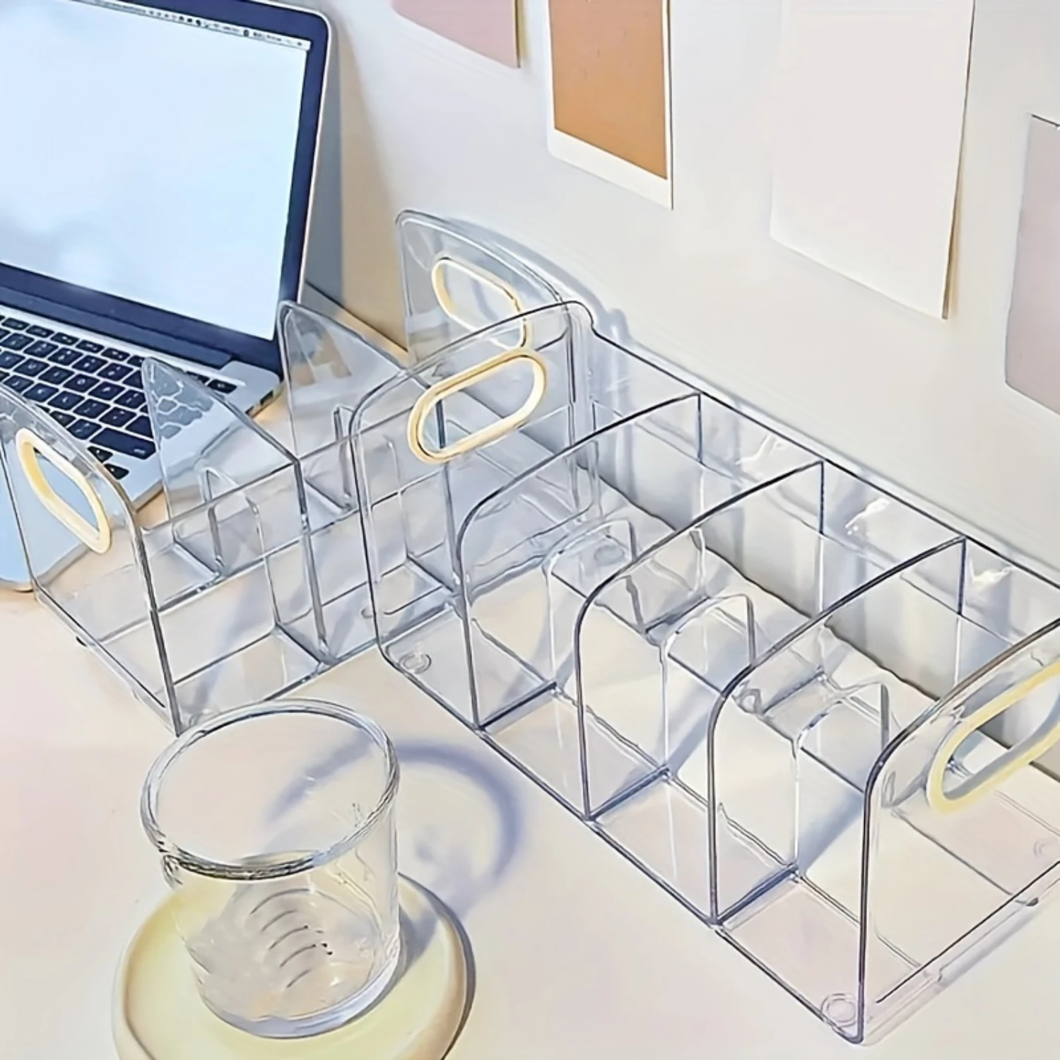 Office Desktop Bookshelf Desk Transparent Box Workstation Finishing Book Document Rack