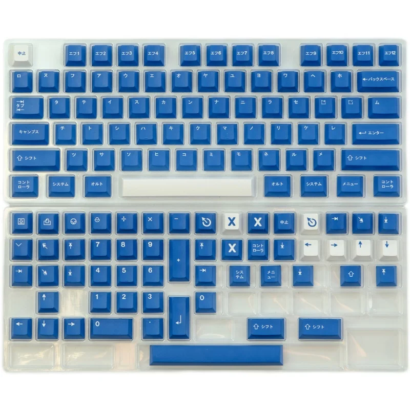Gmk Wob Katakana Classical Blue Keycaps Pbt Dye Subbed Key Caps Cherry Profile Keycap para Keychron Anne Gk64 Poker Conjunto de 129 Chaves - Imagem 3