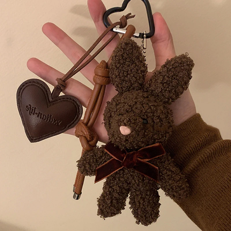 Kawaii Plush Rabbit Keychain Y2K Cute Bunny Stuffed Keyring Backpack Pendant