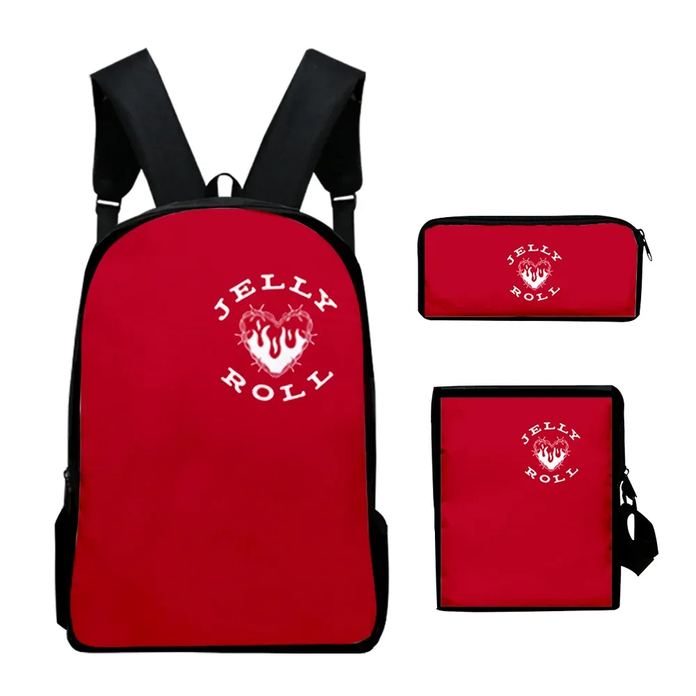 2023 New Jelly Roll Skull Merch Zipper Bag 3pcs/set Travel School Bag Crossbody Bagl Pencil bag Suit For Kids Aldult
