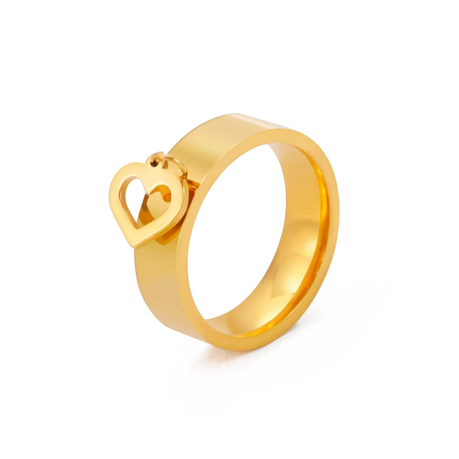 Stainless Steel Circular Heart Pendant Couple Ring Gift_voghion.com