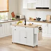 60 "Kitchen island with power outlets and fallen leaves, kitchen rolling island with spice rack and towel rack 1