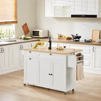 60 "Kitchen island with power outlets and fallen leaves, kitchen rolling island with spice rack and towel rack 1