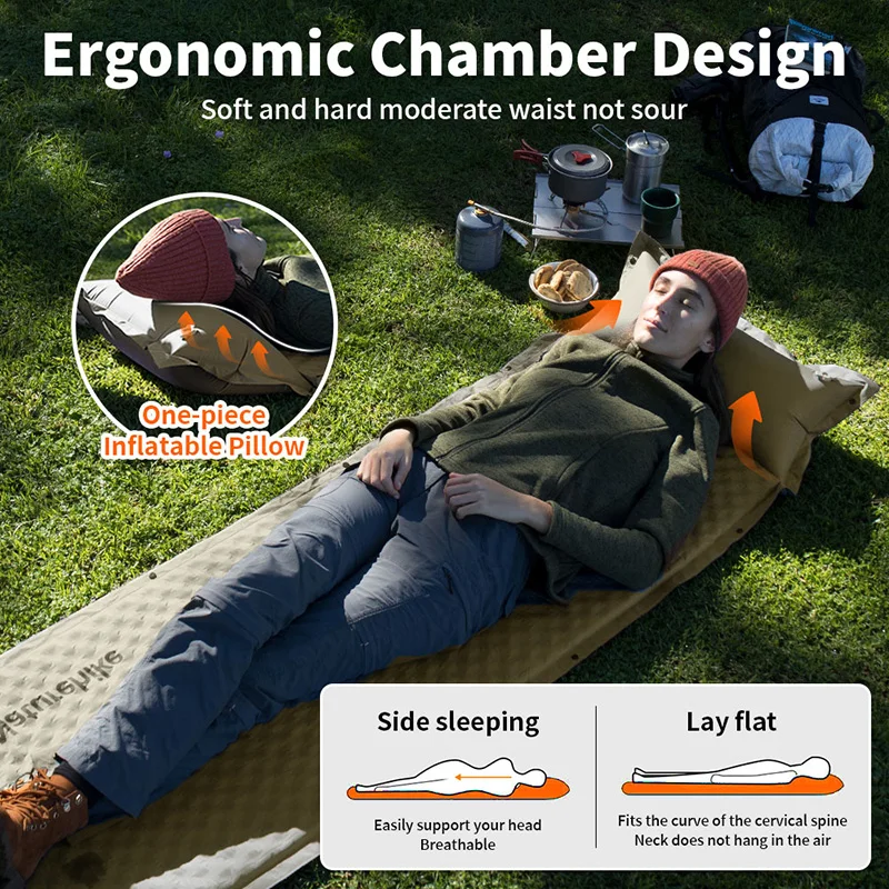 Air Mattress Self-inflating Mat Outdoor Camping Sleeping Pad Hiking Inflatable Mattress Travel Air Bed 1 2 Person inflatable mattress