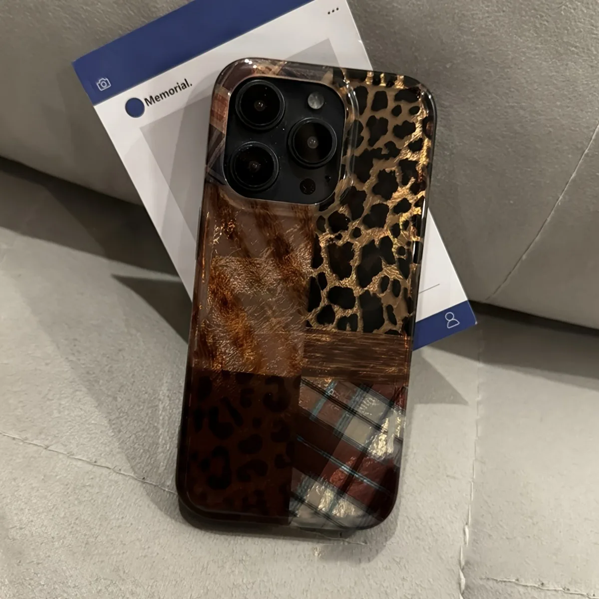 High-End Leopard Print and Tinfoil Design Phone Case Cover
