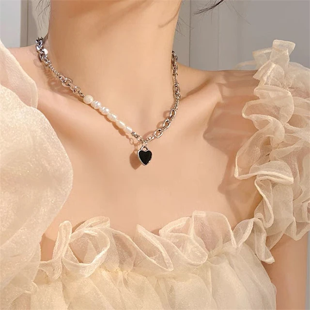 2022 Simple Black Beads Choker Necklace For Women Fashion White Simulated Pearls  Necklace Vintage Female Clavicle Chian Jewelry - AliExpress