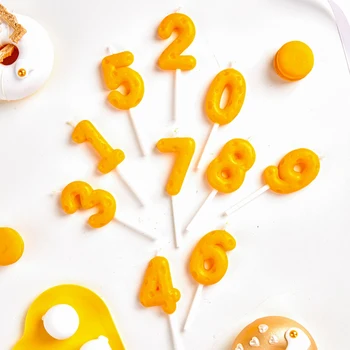 1 pc Cheese Digital Candles Birthday Cake Cupcake Topper 0-9 Number Decoration Wishing Gradient Party Dessert Table Dress Up