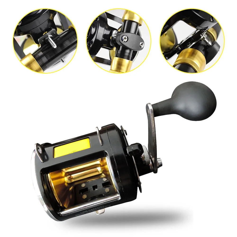 

1pc Sea Fishing Reel TR12000 Big Trolling Drum Fishing Reels 3.4:1 Gear Speed Ratio Drum Boat Fishing Tire Wheel Equipment