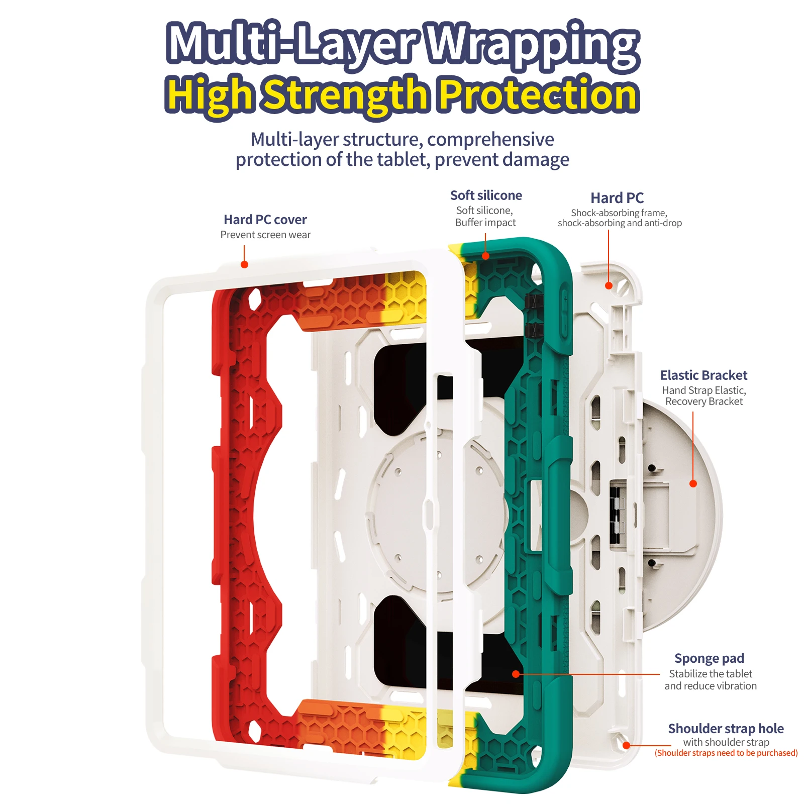 360 Rotatable Armor Case - Heavy Duty Rugged Cover with Multi-Angle Stand & Hand Strap, Shockproof