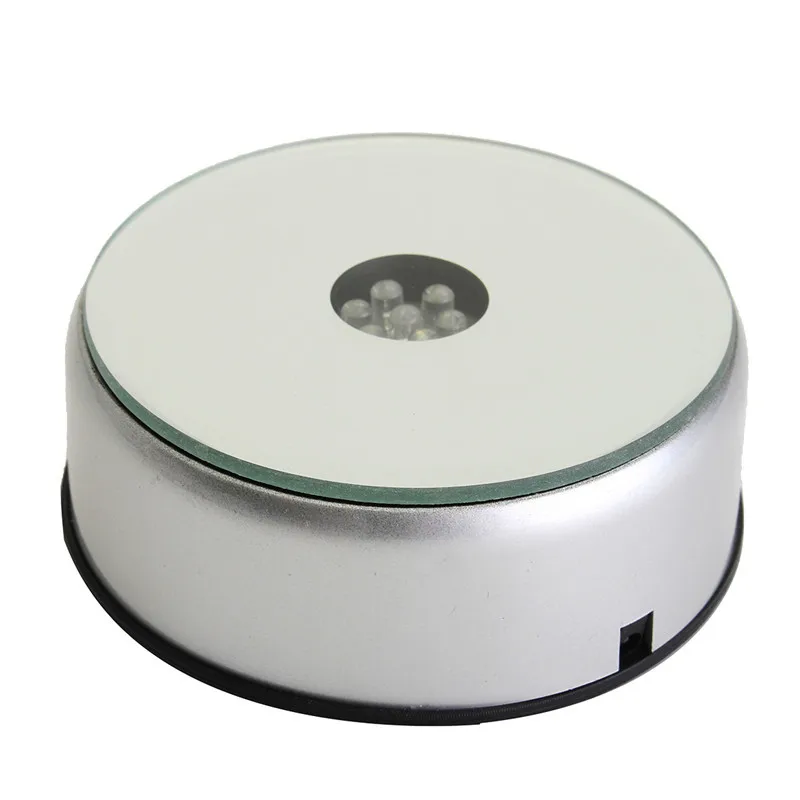 LED Colorful Luminous Base Light Laser Rotating Crystal Display Base Stand Holder with US Adapter Glass Transparent Objects led lights rotating display stand led lamp base