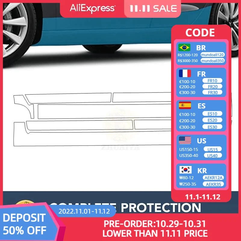 

PreCut Rocker Panels Paint Protection Clear Bra Guard Kit 7.5mil TPU PPF For AUDI A8 L 2015-2018