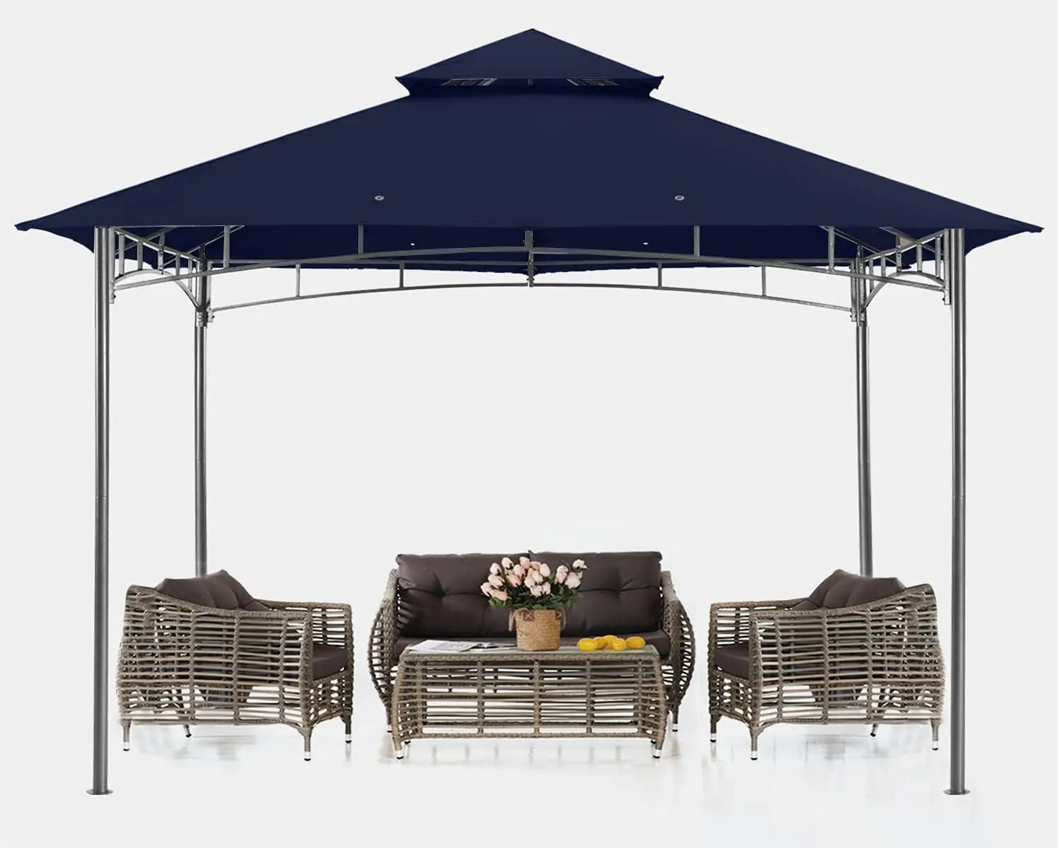 

Gazebos for Patios 8x8 - Outdoor Steel Frame Gazebo for Lawn Backyard Garden Deck (Navy Blue)