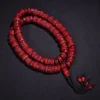 12"Tibetan Temple Collection Old Gabala Carving Red 108 Buddha Beads Necklace Pendant Amulet Dharma Worship Hall Town house 1
