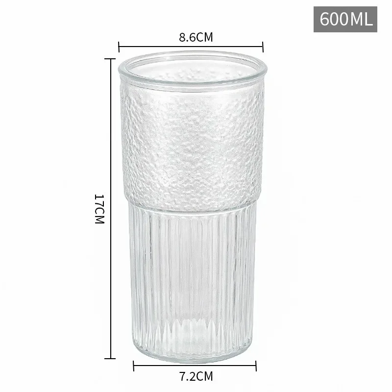 600ML 20oz Glass Cup With Lid and Straw Transparent Bubble Tea Cup Juice Glass Beer Can Milk Mocha Cups Breakfast Mug Drinkware