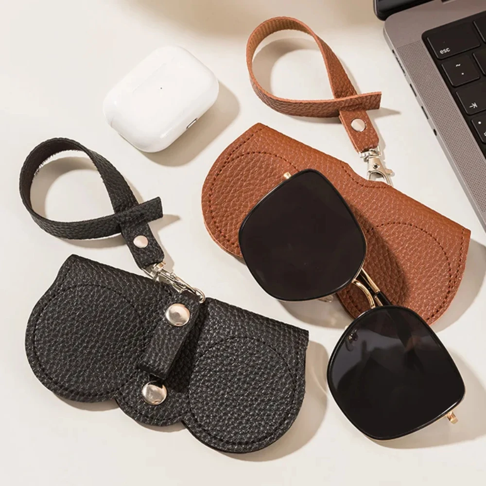 PU Sunglasses Bag Portable Eyeglass Case Sunglasses Protection Cover Cute Eyeglass Clip Simple Bag Pendant 1Pc glasses case,glasses storage bag