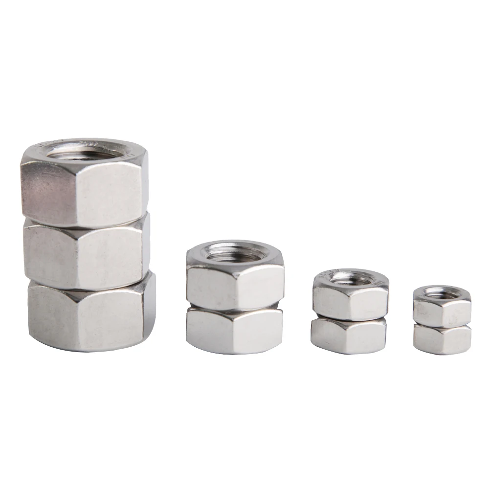 GB6175 Coarse Thread 304 Stainless Steel Thickened Hexagon Nut M8 M10 M12 M14 M16 M18 M20 M24 M27 M30 M33 M36 Type 2 Hex Nuts