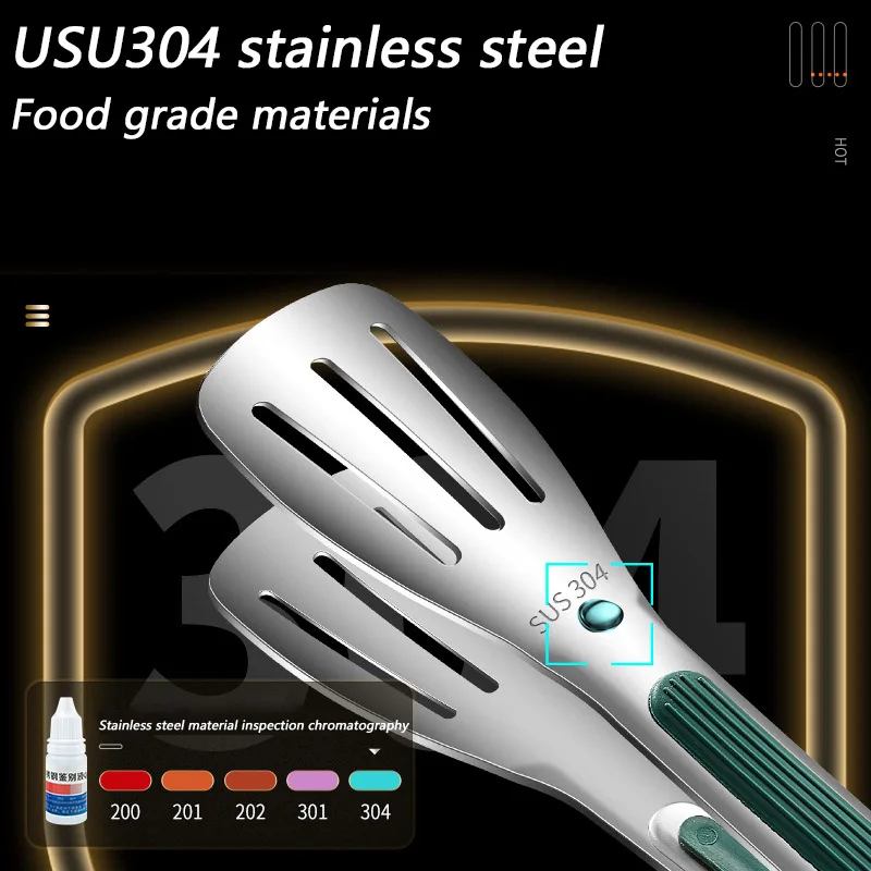 7/9/12inch kitchen tongs 304 stainless steel grill tongs for cooking BBQ non-slip salad clips tong kitchen accessories stainless steel tongs