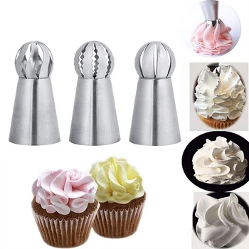 3PCS Stainless Steel Russian Icing Piping Nozzles – Cake Decorating Kit 1