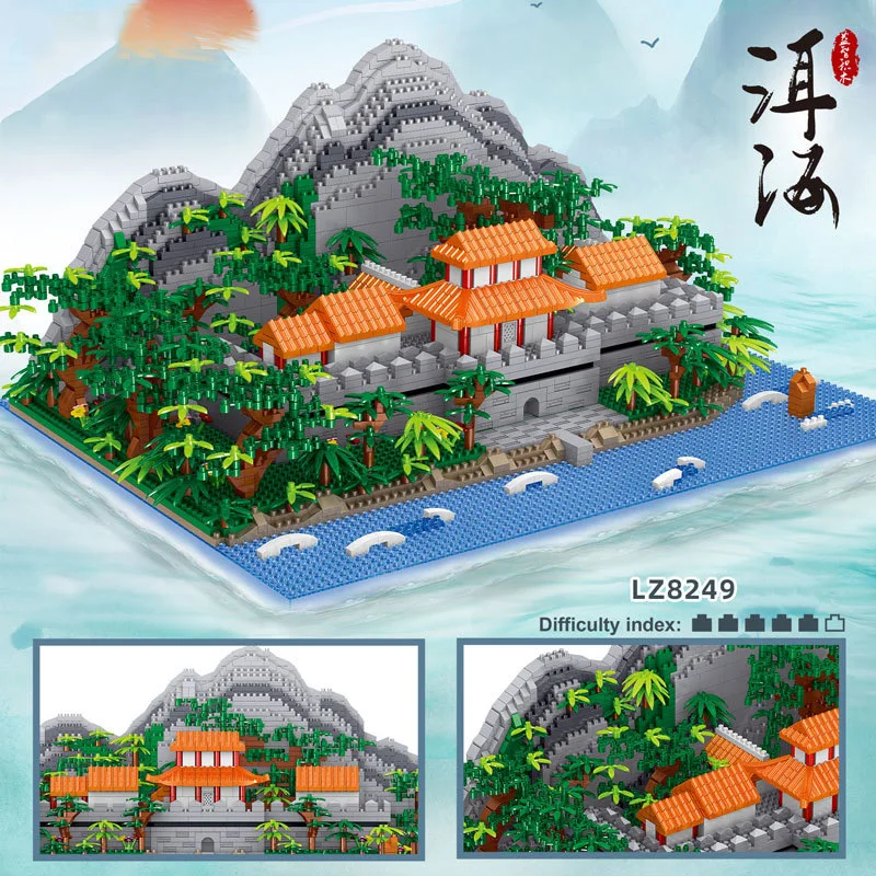 

Famous Chinese Classical Natural Scenery Architecture Micro Diamond Block China Erhai Building Brick Toys Nanobricks Model