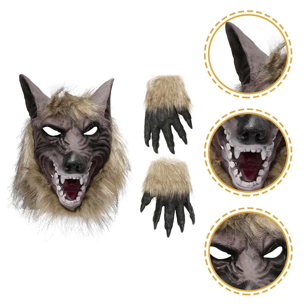 

Wolf Mask Adult Halloween Costumes Costume Werewolf Cosplay Head Adult Gloves Scary Animal Up Dress Claws Men Kids Horror Claw