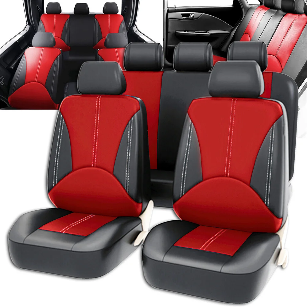 

Car 5 Seat Covers Full Set Waterproof Leather Universal Automobiles Seat Covers Front Rear Interior Four Seasons Seat Protector