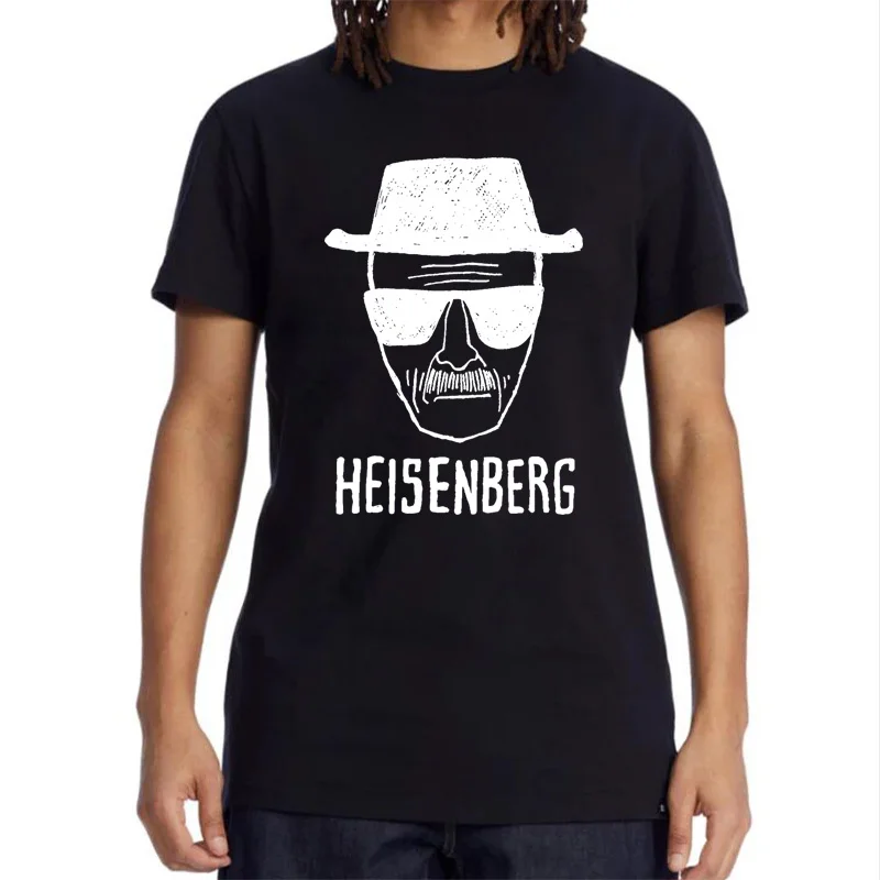 

XIN YI Men Fashion Casual Top Quality Short Sleeve 100% Cotton Loose Heisenberg PrintedTshirt Casual Mens Tshirt Cool Men Tshirt