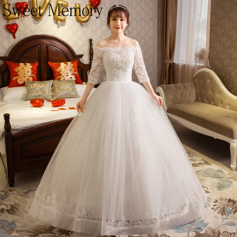 u139-bride-dress-boat-neck-half-sleeve-embroidery-lace-up-white-wedding-dresses-princess-ball-gown-sexy-girl-long-tulle-robe