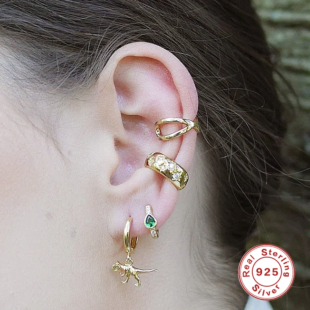 925 Sterling Silver 9mm C-shaped Ear Cuff Micro Inlaid Zircon Clip Earrings For Women Men 1 Piece Earcuff For Unpierce Ear ear clip earrings clip earrings ear clip ear accessories