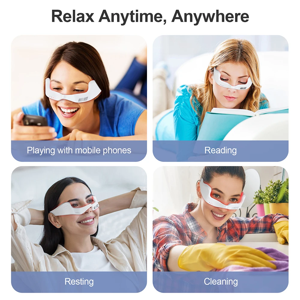 Visual 3D Eye Massager 20LEDs Red Light Therapy Relief Eye Fatigue 3 Gear EMS Massage Remove Dark Circles Eye Care Beauty Tool