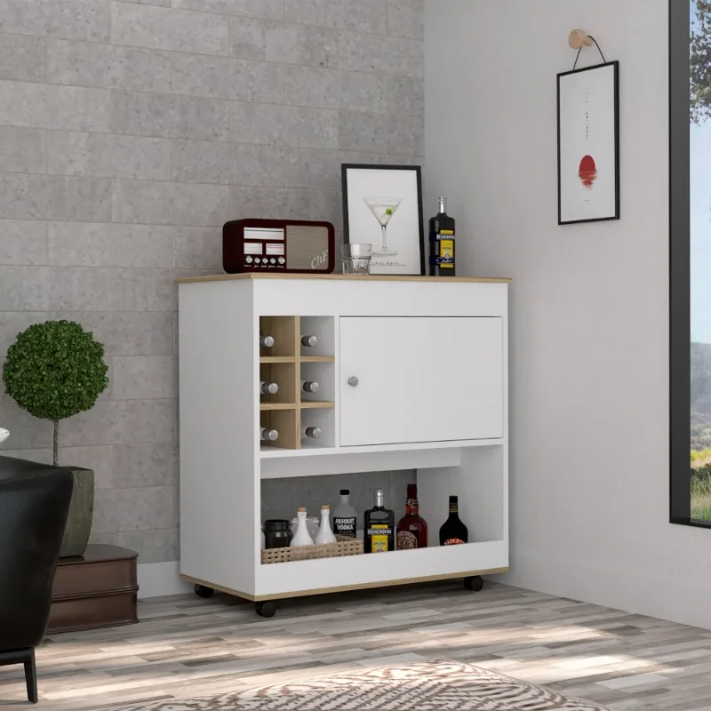 

Kitchen Living Room Cabinet with 4 Wheels Dish Organizer White Kitchen Island Multifunctional Hutch Cabinet Luxury Furniture