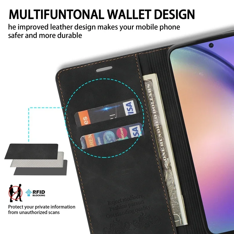Luxurious Magnetic Flip Leather Wallet Case with Card Slot