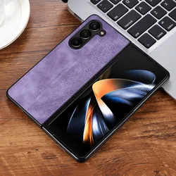 Luxury Shockproof Leather Armor Case - Premium Protective Cover for Galaxy Z Fold4 (Purple)