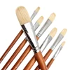 7pcs Premium Hog Bristle Filbert Paint Brushes Set, 100% Natural Chungking Hog Bristle, Professional Long Handled Artist Brushes 3