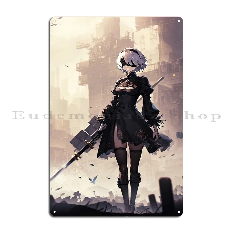 2b Nier Automata 금속 간판 클럽 파티 차고 클럽 빈티지 포스터 Tin sign 포스터