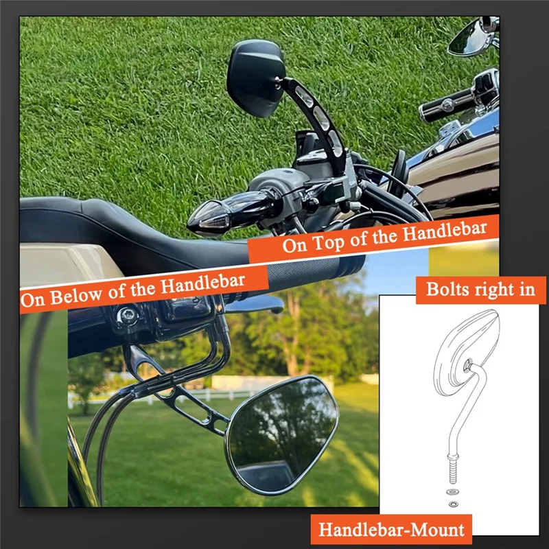 Dyna Electra Glide Road Glide Road King Sportster 1200 883 백미러, 크롬용 QE-핸들바 마운트 미러