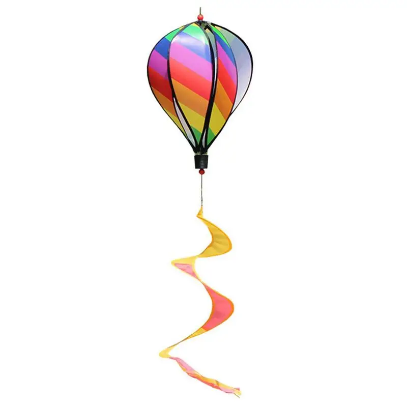 

Rainbow Hot Air Balloon Colorful Twist Garden Spinner Rotating Wind Strip Windmill Outdoor Hanging Decoration Rainbow Pinwheel