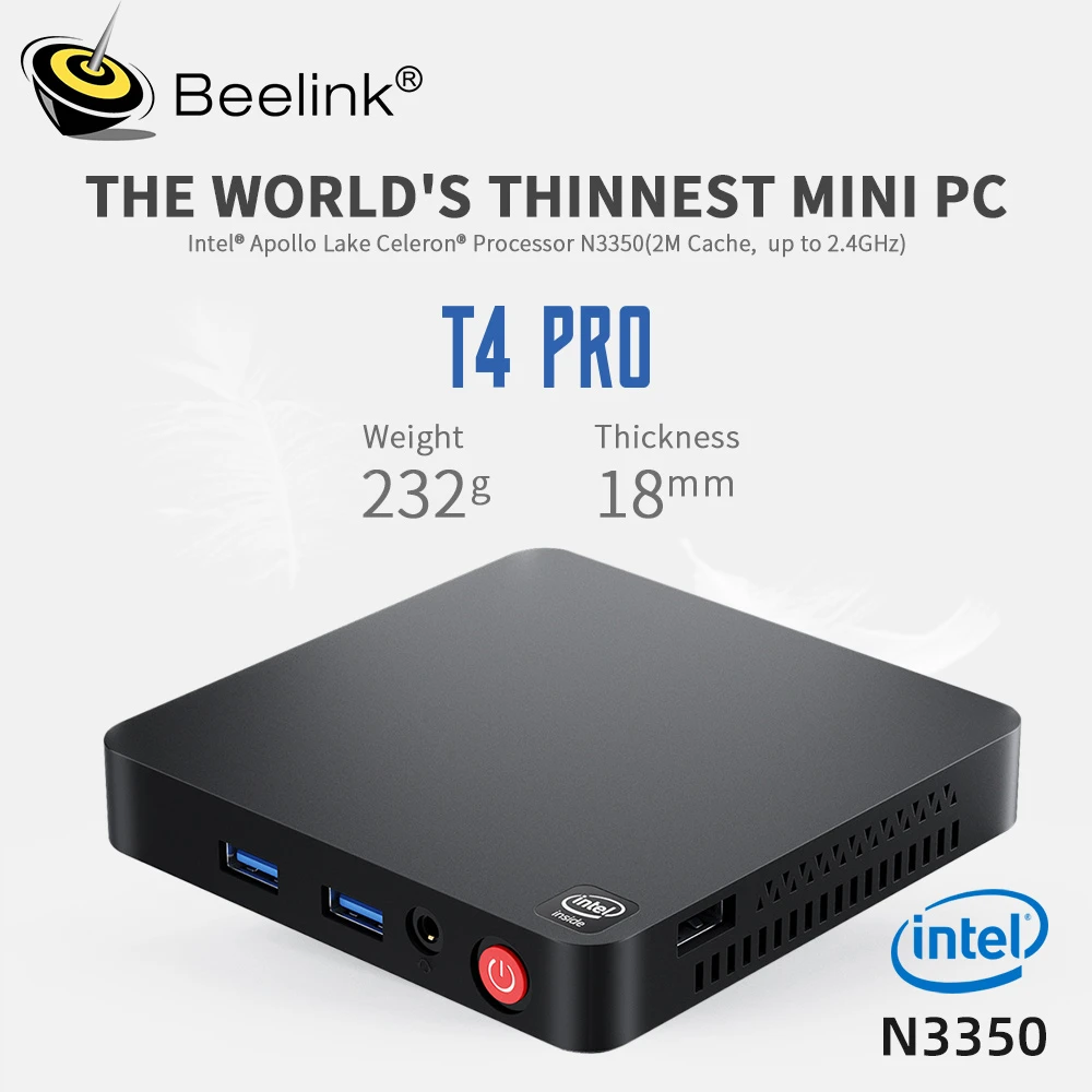 Beelink T4 Pro Mini Pc Intel Apollo Lake Processor N3350 Windows 10 Mini Pc Htpc With 4gb Ram
