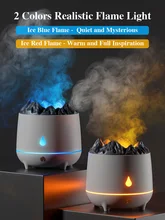  Volcano Humidifier Blue Flame Fire Ambient Aroma Diffuser Essential Oils Perfume for Home Fragrance Smell Mist Spayer USB 400ml 