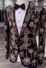 Luxury Beaded Crystals Men Suits 2 Pieces Sets Male Prom Blazers Peaked Lapel Groom Wedding Tuxedos Customized Costume Homme 2