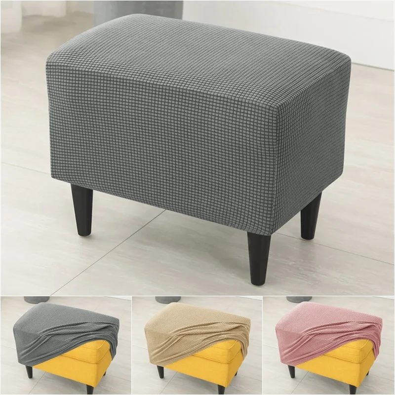 

1PC Rectangle Ottoman Stool Covers Polar Fleece Stretch Elastic Footrest Cover Non-Slip Anti-Dust Footstool Slipcover Protector