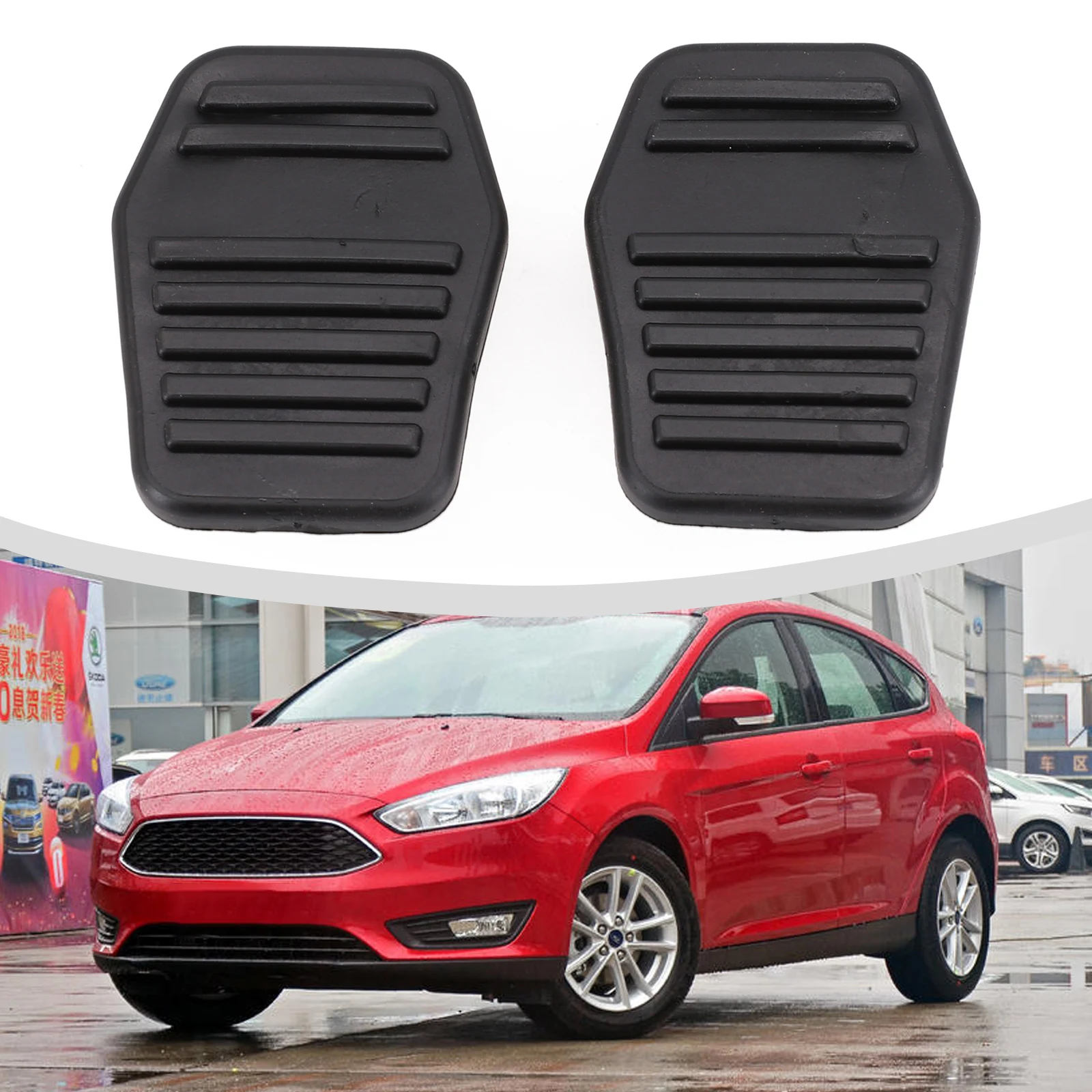 2pcs Rubber Pedal Pad Rubber For Ford MK6 MK7 Connect 02-14 94BB7A624AA Pedals Pads Parts Accessories