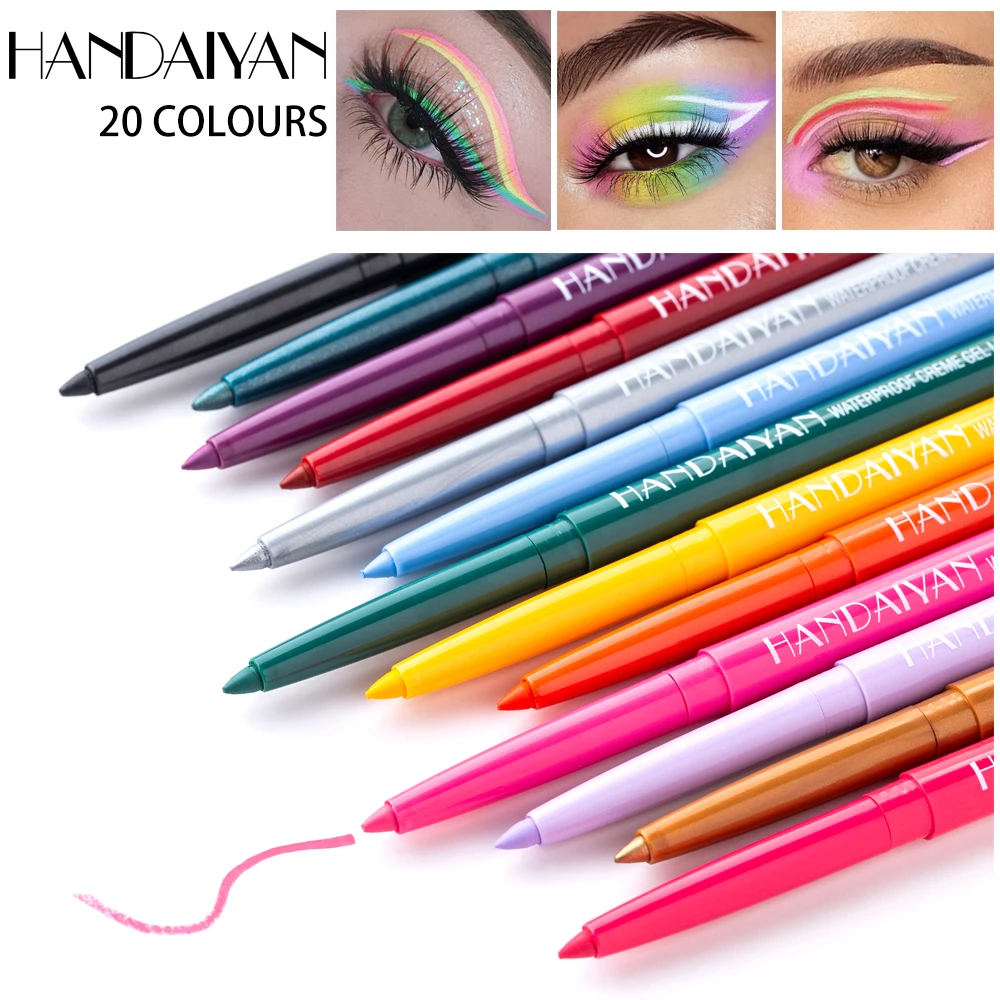 HANDAIYAN 20 Pcs/set Gel Eyeliner Pen Waterproof Sweatproof Quick-drying No Smudging Eyeliner Pen Ultra-fine Colorful