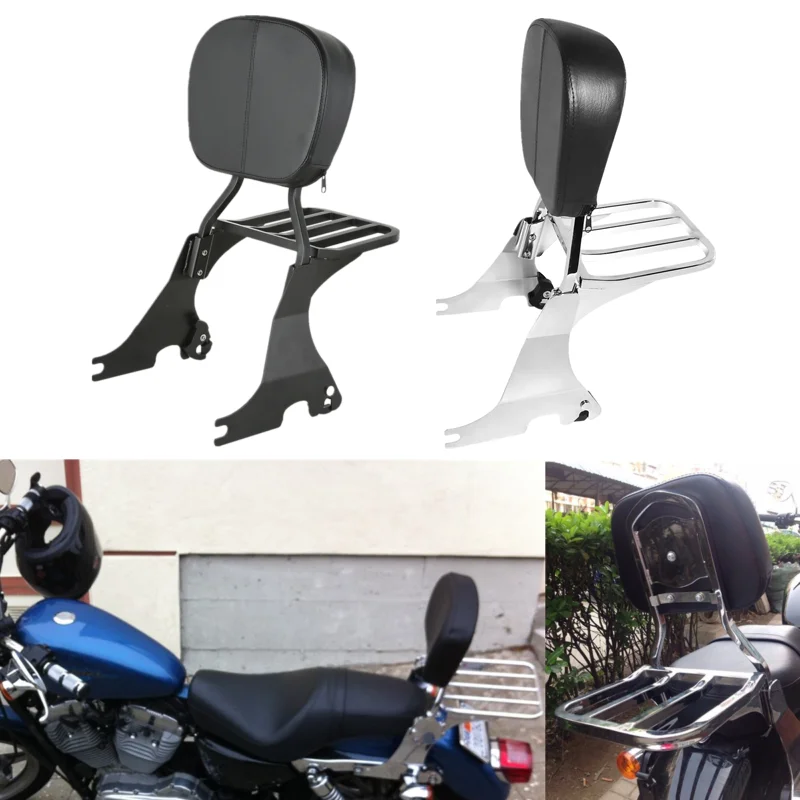 

Motorcycle Backrest Sissy Bar &Luggage Rack For Harley Sportster XL883 1200 48 72 04-22