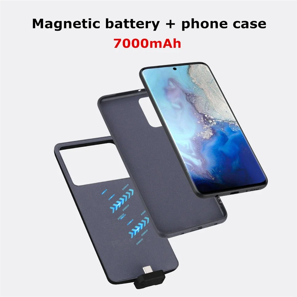 휴대용 충전기 커버, 삼성 갤럭시 S20 플러스 5G 배터리 케이스, 5000mAh 마그네틱 외장 배터리 보조베터리 충전 케이스