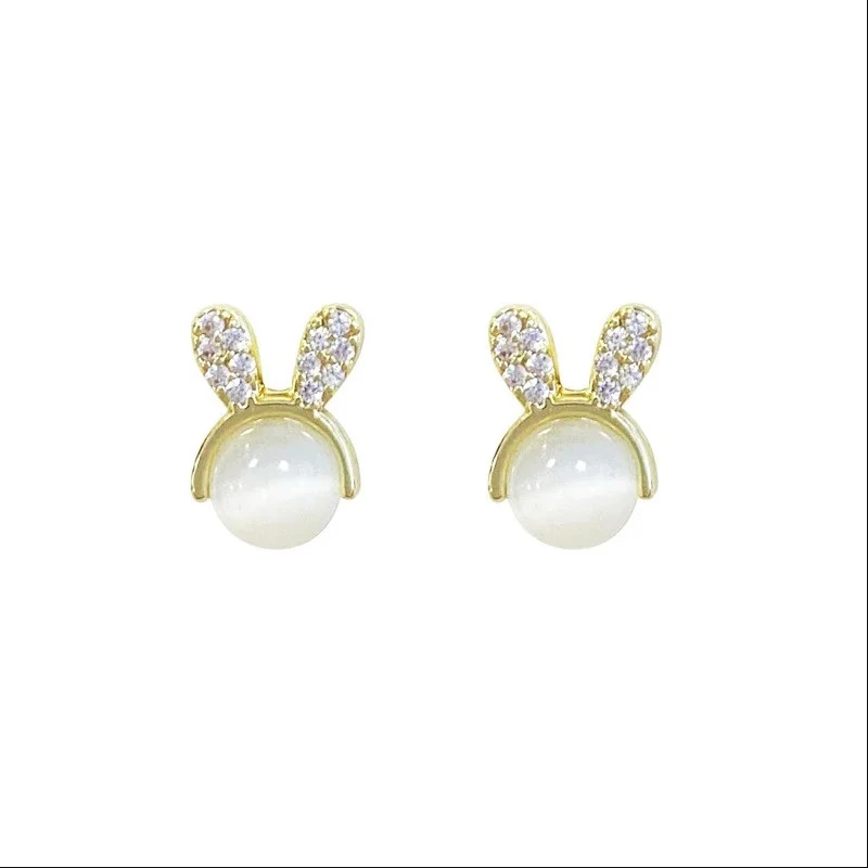 Opal Little Rabbit Earrings No Hole Ear Clips Rabbit Clip Earring Without Piercing Minimalist Earrings Jewelry CEYL269 ear clip earrings,clip earrings,ear clip