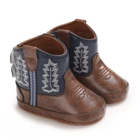 0-18M Fashionable and popular baby shoes Western denim midsole boots autumn and winter warm and anti slip casual walking shoes 2