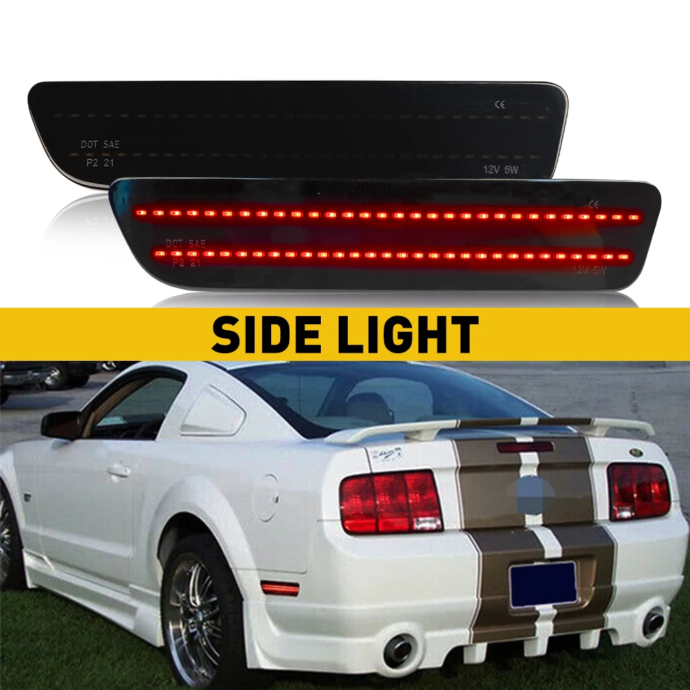 

2Pcs For Ford Mustang 2005 2006 2007 2008 2009 Car Accessories LED Rear Bumper Side Marker Light Red Lamp 12V For Ford Mustang